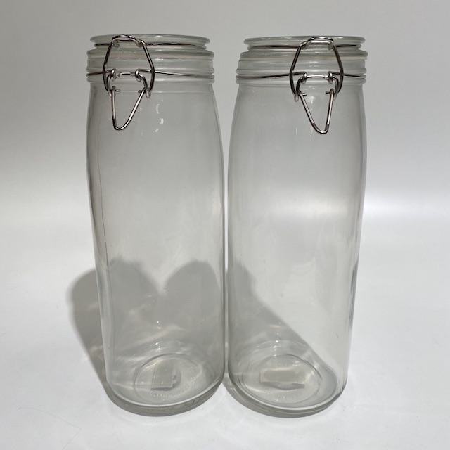 STORAGE JAR, Glass w Wire Lid (Tall)